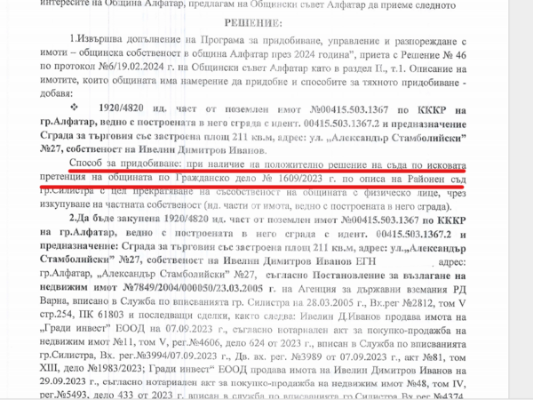 Кметът на Алфатар свика спешно общинските съветници, за да гласуват за  бъдещо несигурно събитие